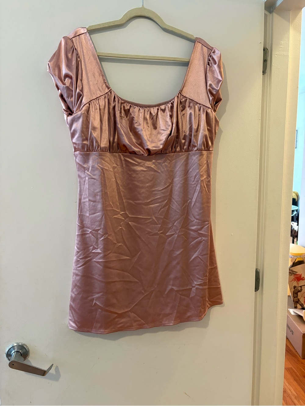 Forever 21 Satin Scoop Mini Dress - Rose